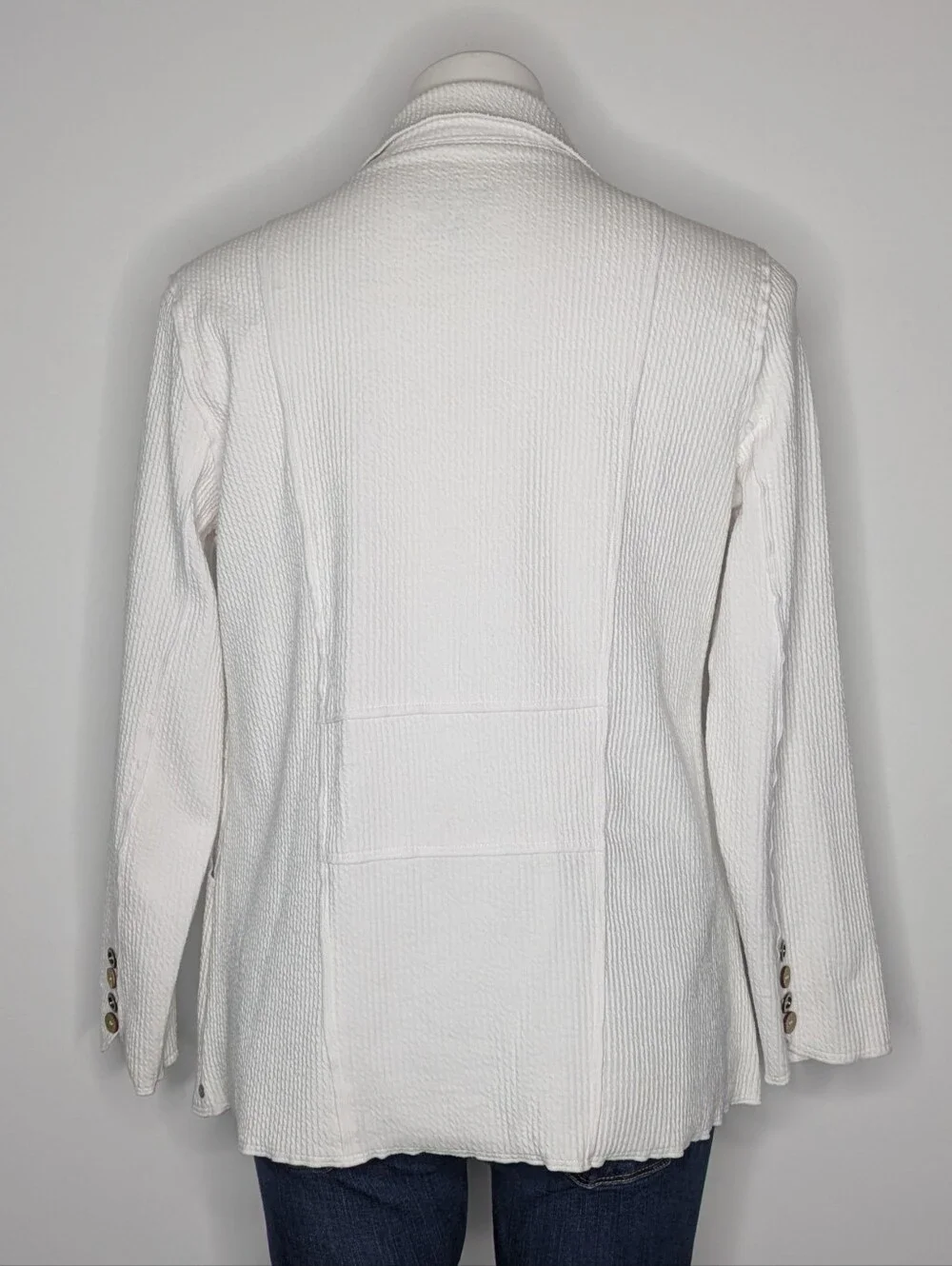 Neon Buddha White Silver Brown Button Up Cotton Blend Sweater Jacket M
